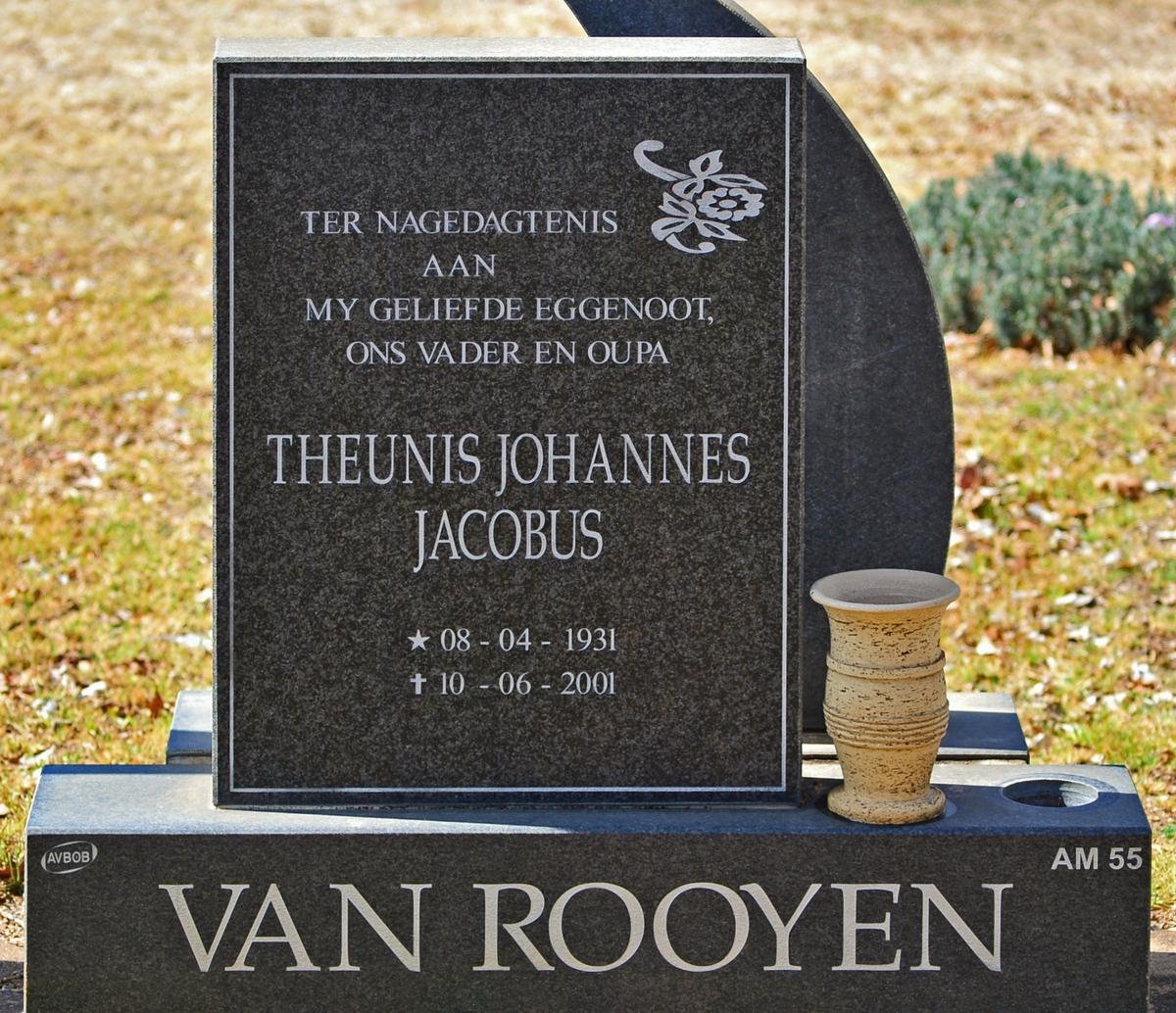ROOYEN Theunis Johannes Jacobus, van 1931-2001