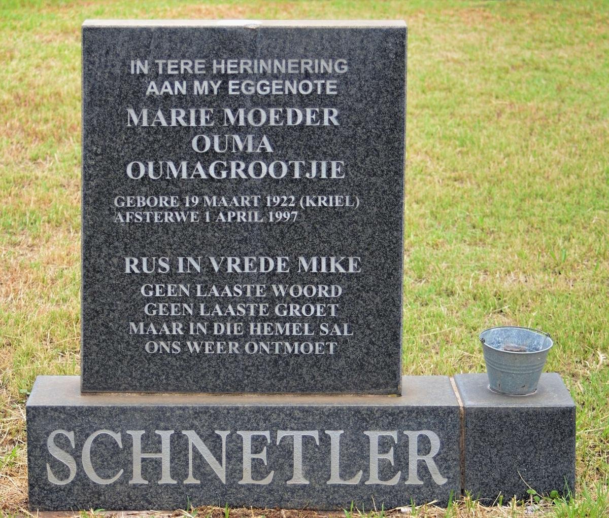 SCHNETLER Marie nee KRIEL 1922-1997