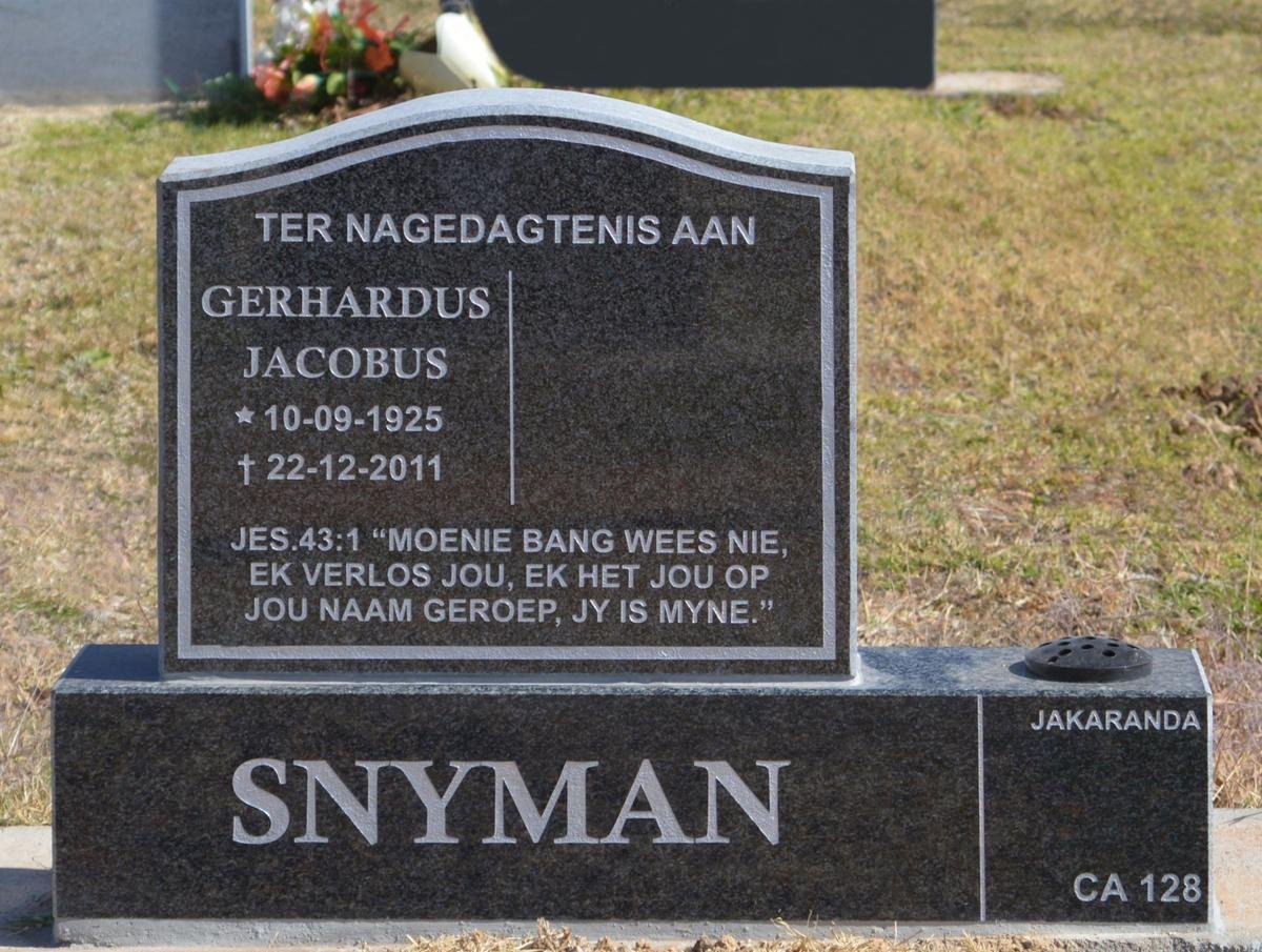 SNYMAN Gerhardus Jacobus 1925-2011