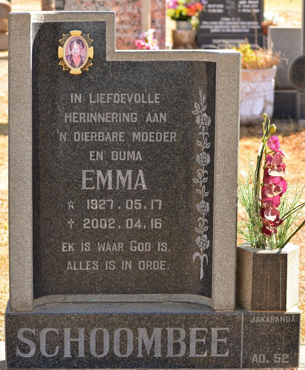 SCHOOMBEE Emma 1927-2002