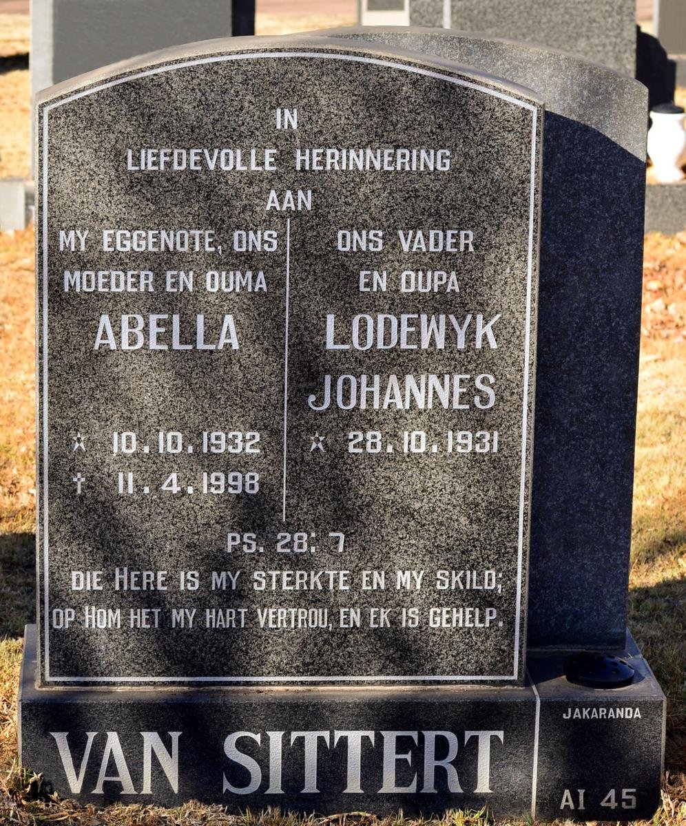 SITTERT Lodewyk Johannes, van 1931- &amp; Abella 1932-1998