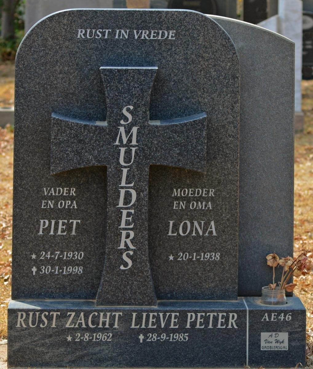 SMULDERS Piet 1930-1998 &amp; Lona 1938- :: SMULDERS Peter 1962-1985