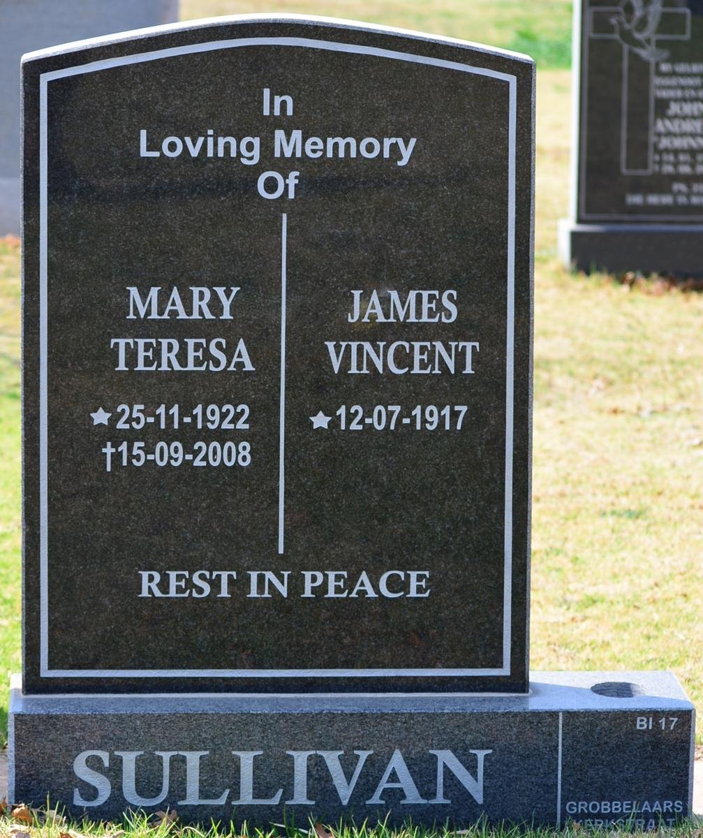 SULLIVAN James Vincent 1917- &amp; Mary Teresa 1922-2008