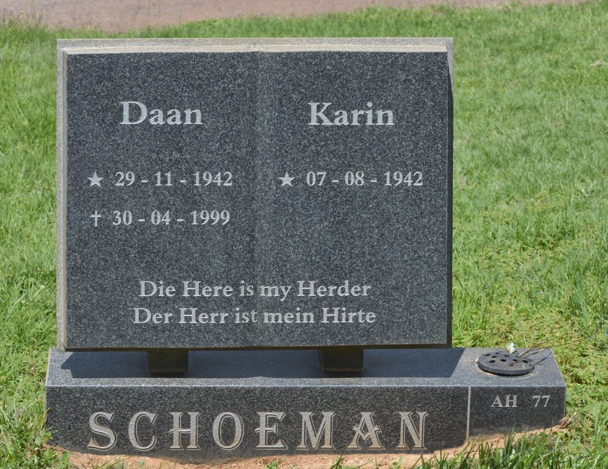 SCHOEMAN Daan 1942-1999 &amp; Karin 1942-
