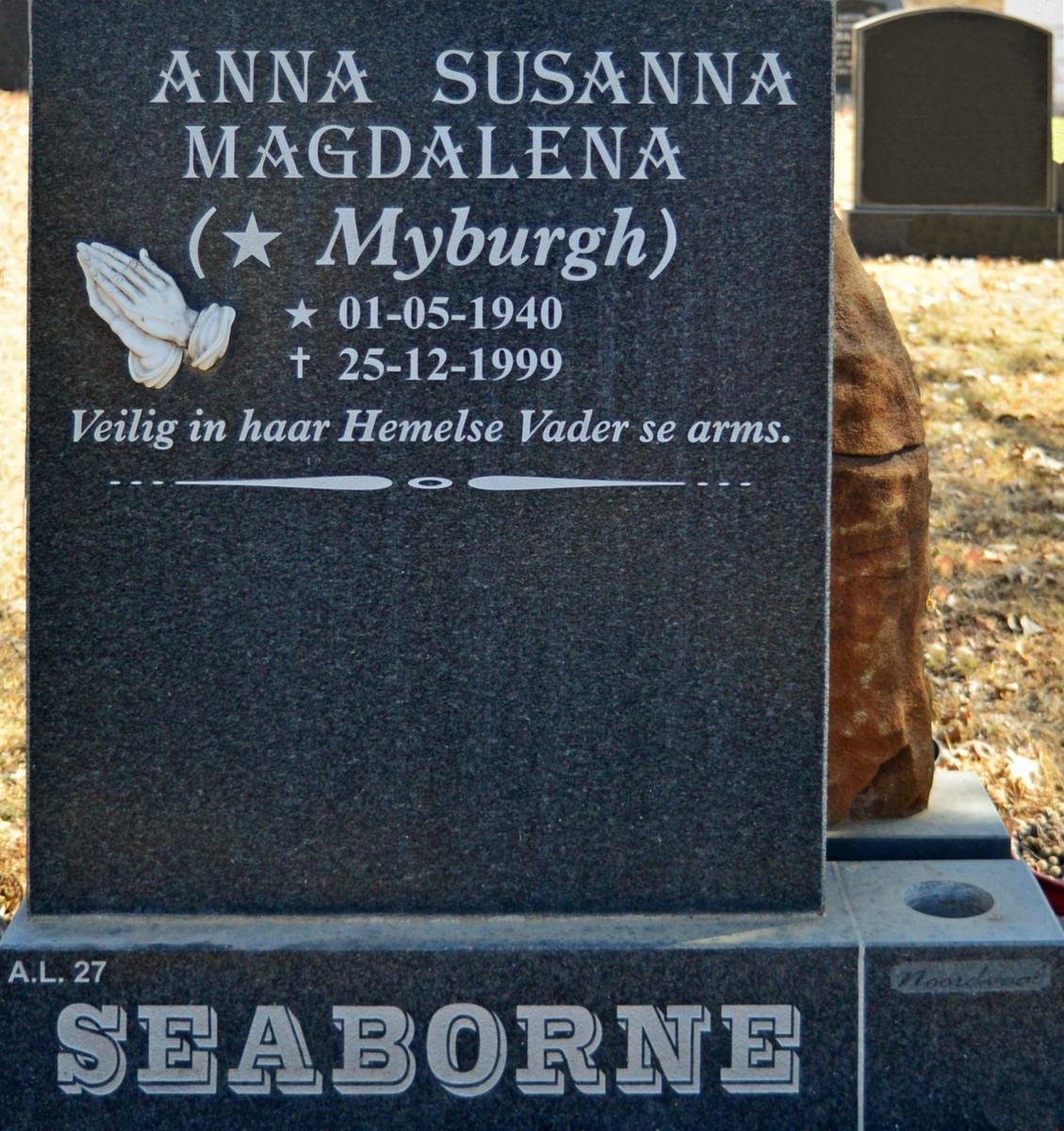 SEABORNE Anna Susanna Magdalena nee MYBURGH 1940-1999