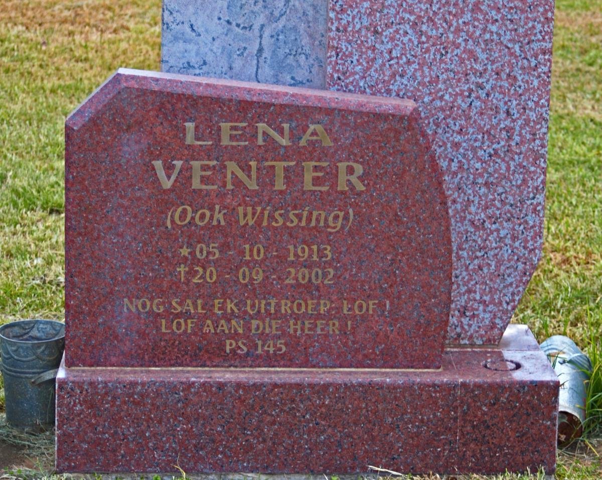 VENTER Lena nee WISSING 1913-2002