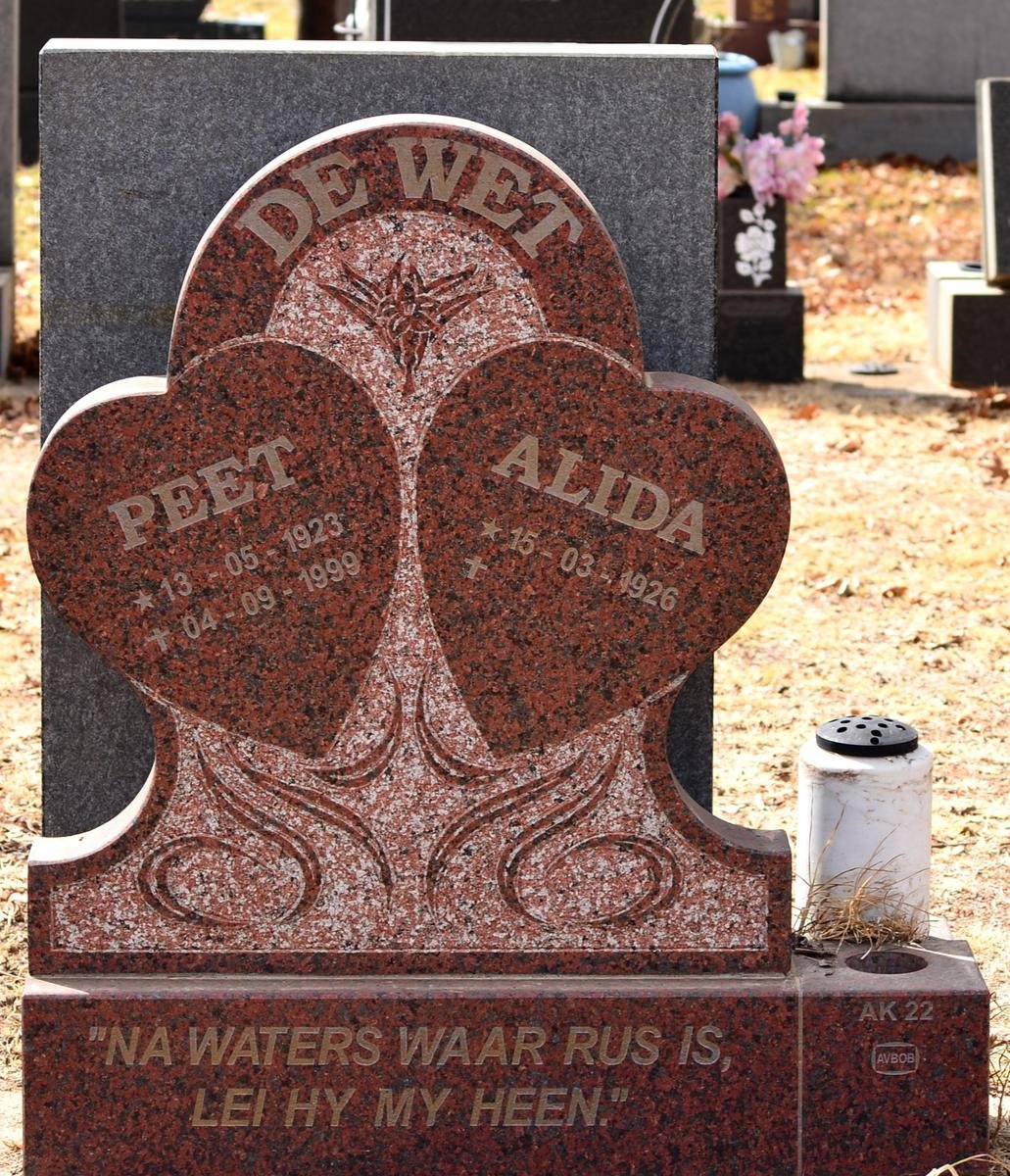 WET Peet, de 1923-1999 &amp; Alida 1926-