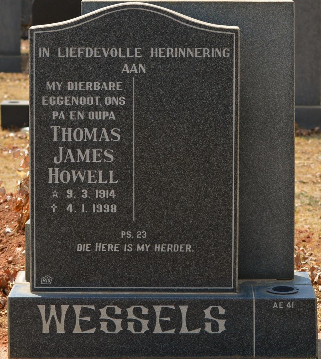 WESSELS Thomas James Howell 1914-1998