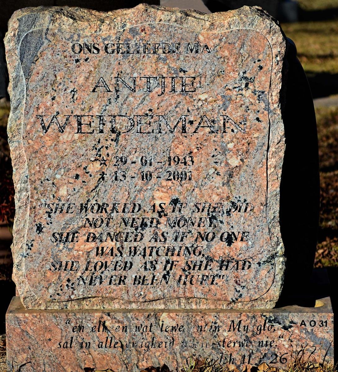 WEIDEMAN Antjie 1943-2001