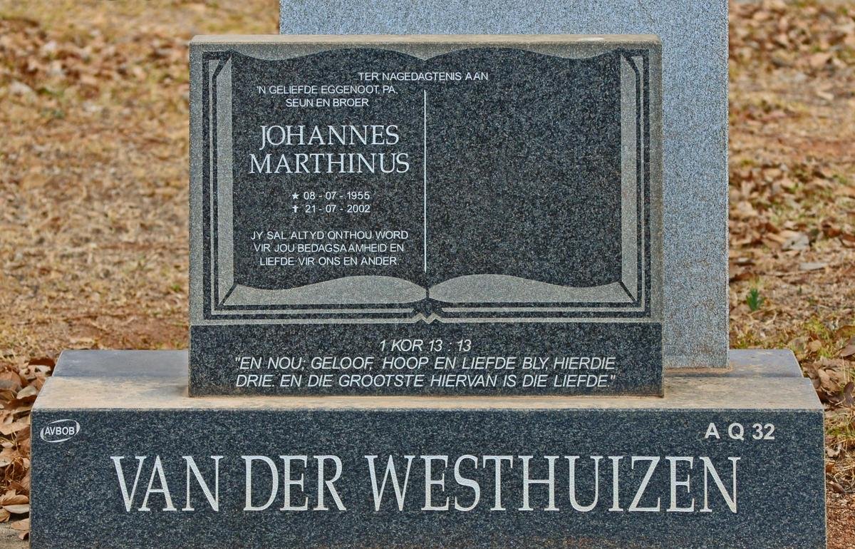 WESTHUIZEN Johannes Marthinus, van der 1955-2002