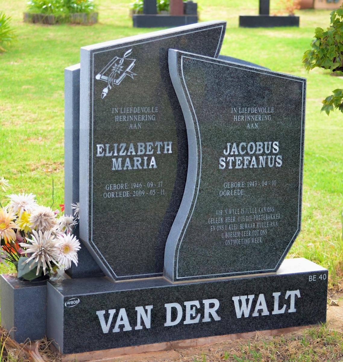 WALT Jacobus Stefanus, van der 1943- &amp; Elizabeth Maria 1946-2009
