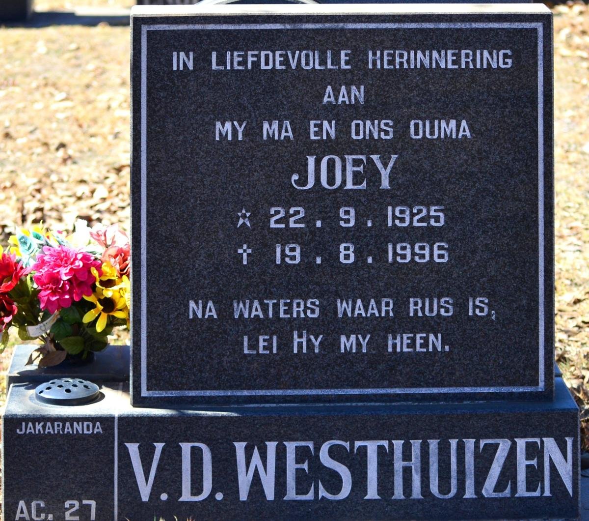 WESTHUIZEN Joey, v.d. 1925-1996