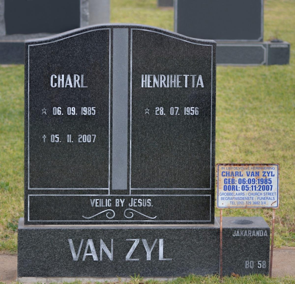 ZYL Charl, van 1985-2007 :: van ZYL Henrihetta 1956-