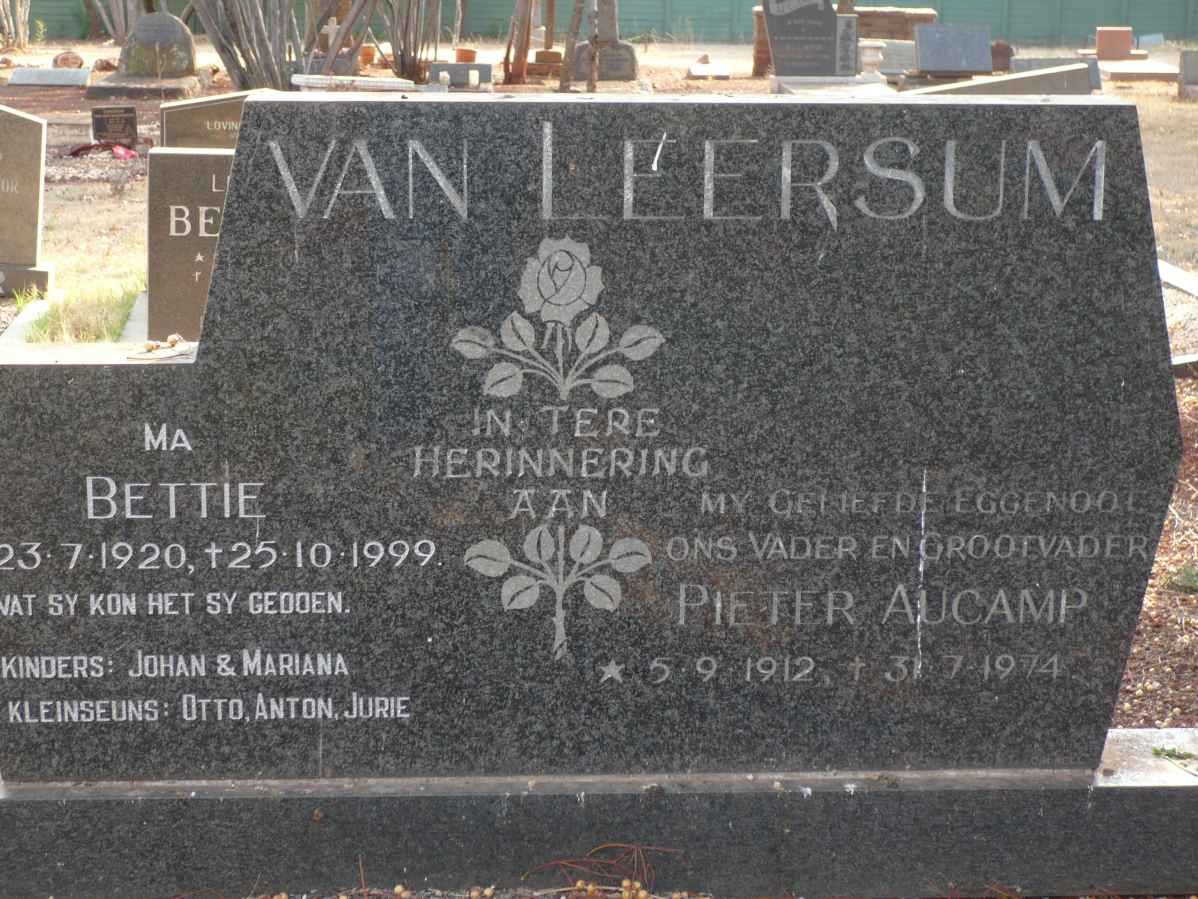 LEERSUM Pieter Aucamp, van 1912-1974 &amp; Bettie 1920-1999