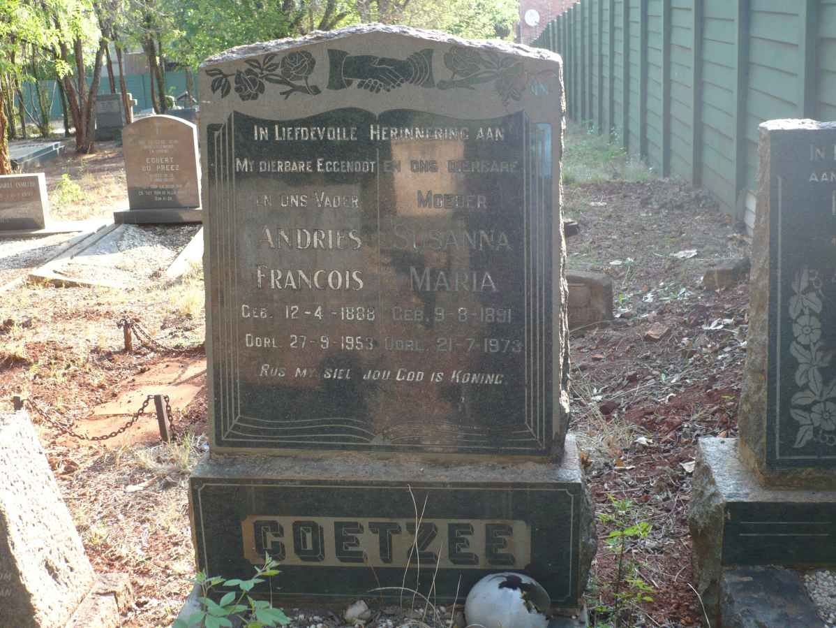 COETZEE Andries Francois 1888-1953 &amp; Susanna Maria 1891-1973