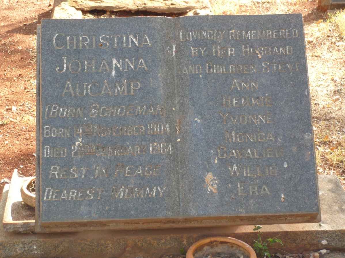 AUCAMP Christina Johanna nee SCHOEMAN 1904-1964