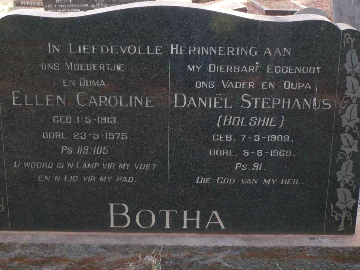 BOTHA Daniel Stephanus 1909-1969 &amp; Ellen Caroline 1913-1975