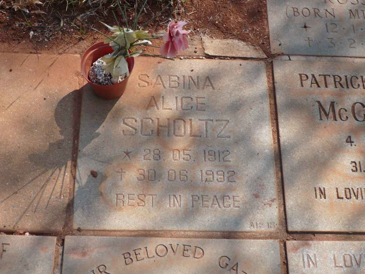 SCHOLTZ Sabina Alice 1912-1992