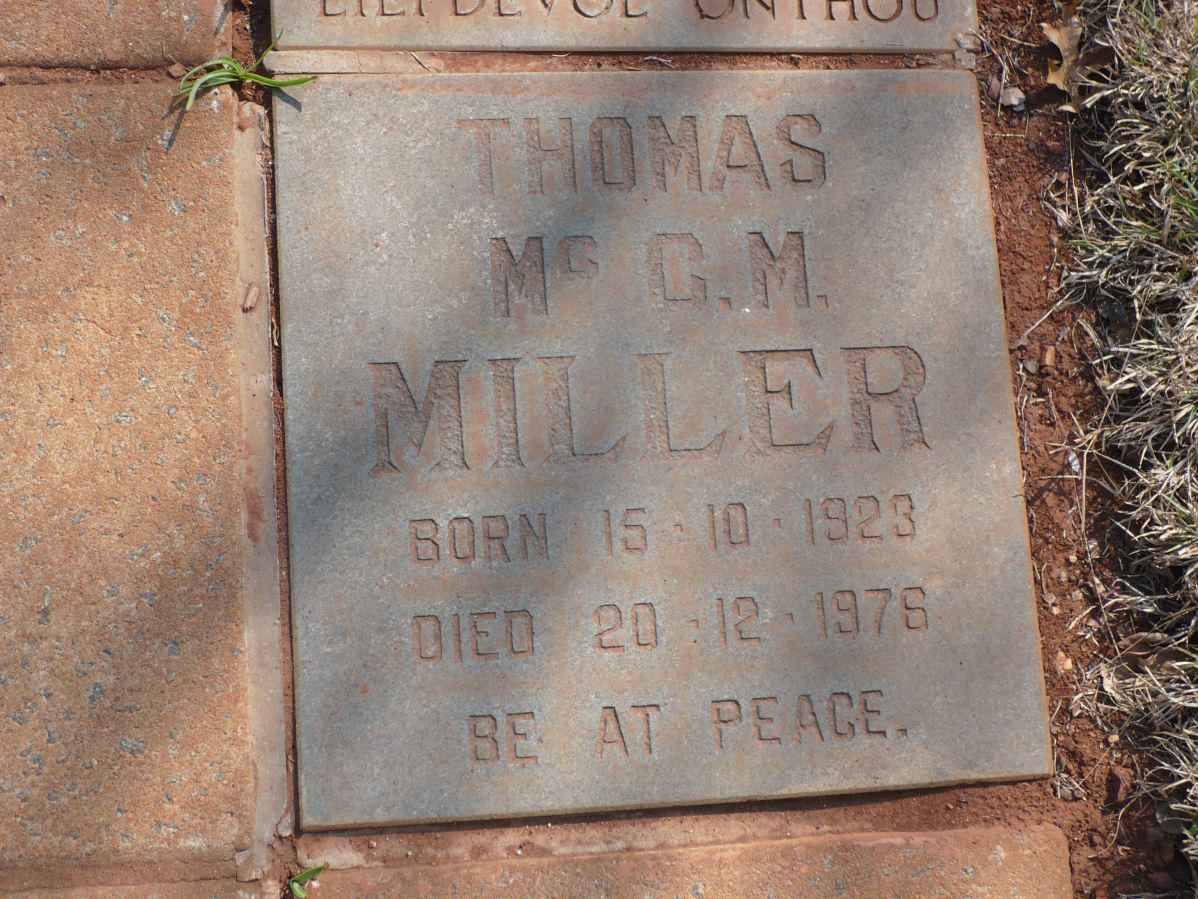 MILLER Thomas McG.M. 1923-1976