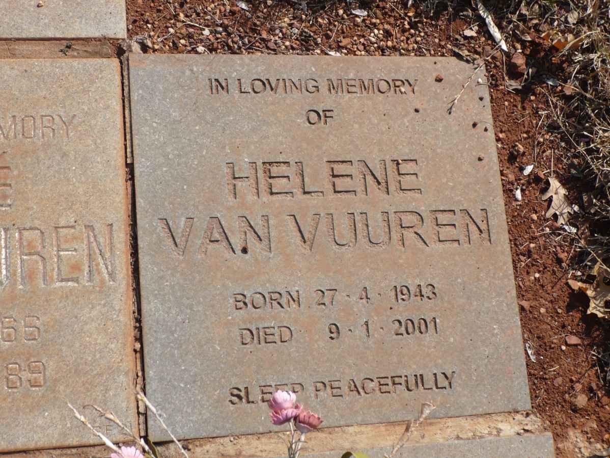VUUREN Helene, van 1943-2001