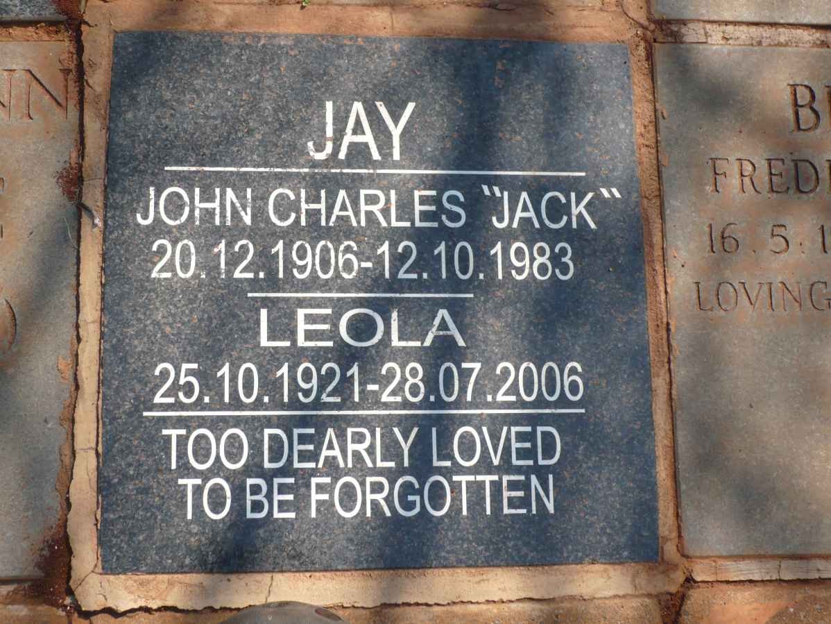 JAY John Charles 1906-1983 &amp; Leola 1921-2006