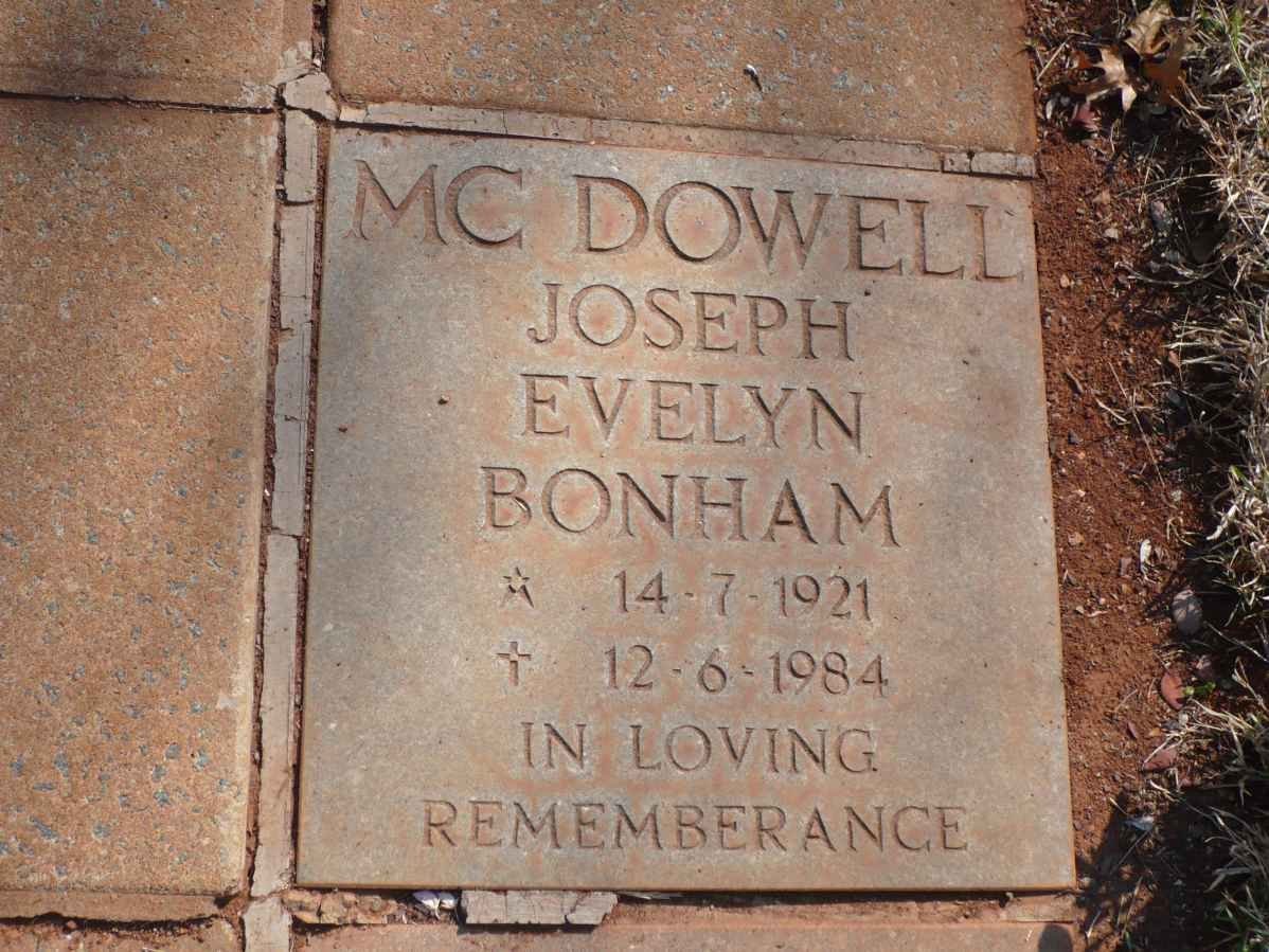 McDOWELL Joseph Evelyn Bonham 1921-1984