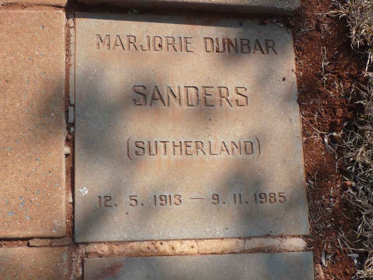 SANDERS Marjorie Dunbar nee SUTHERLAND 1913-1985