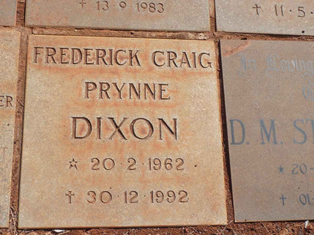 DIXON Frederick Craig Prynne 1962-1992