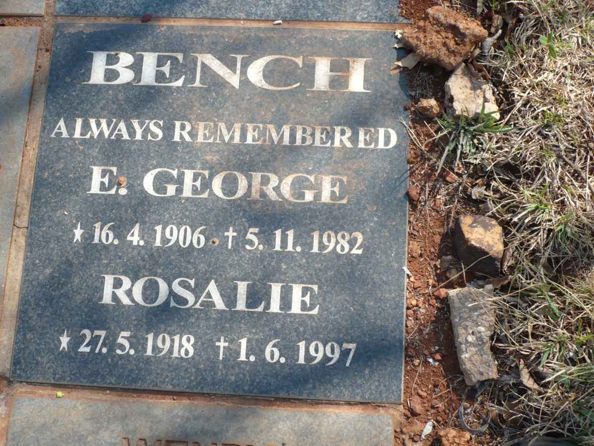 BENCH E. George 1906-1982 &amp; Rosalie 1918-1997