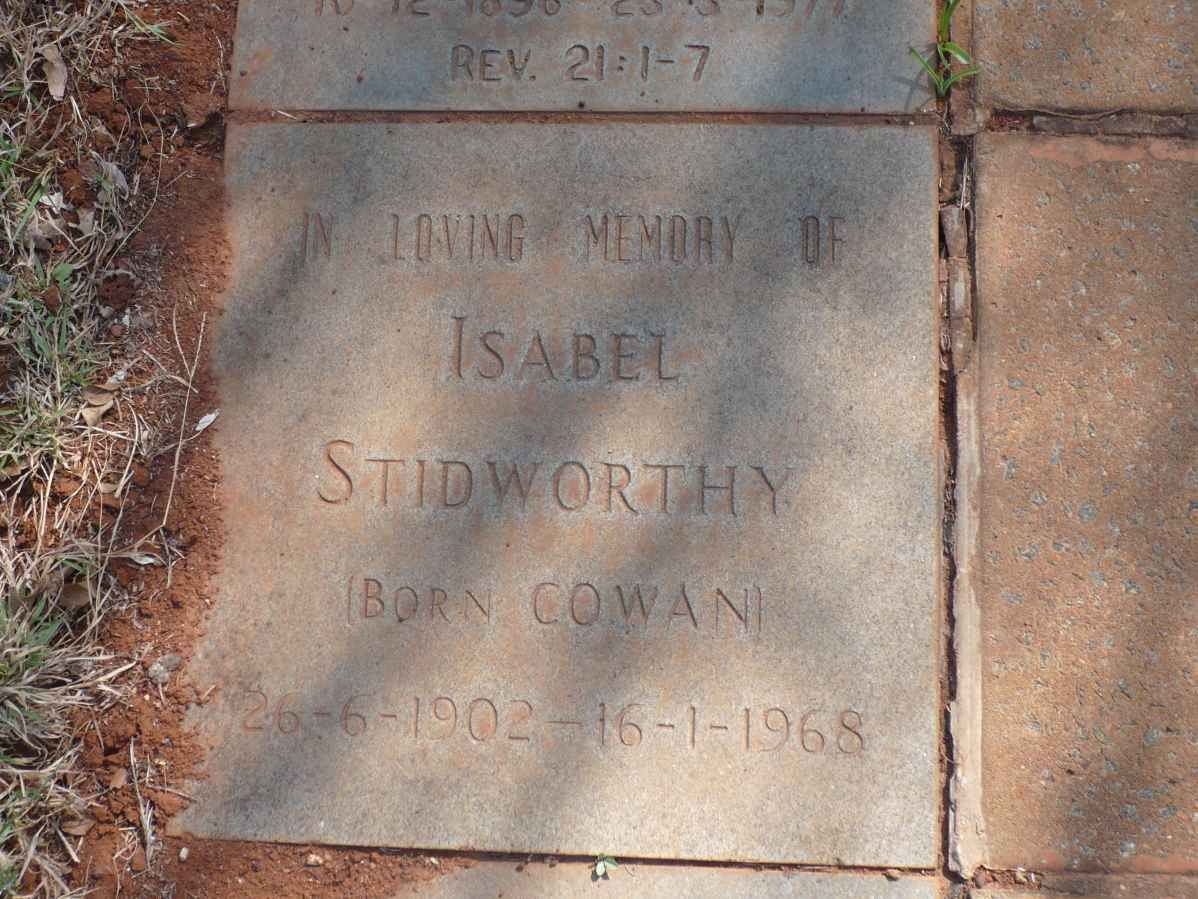 STIDWORTHY Isabel nee COWAN 1902-1968