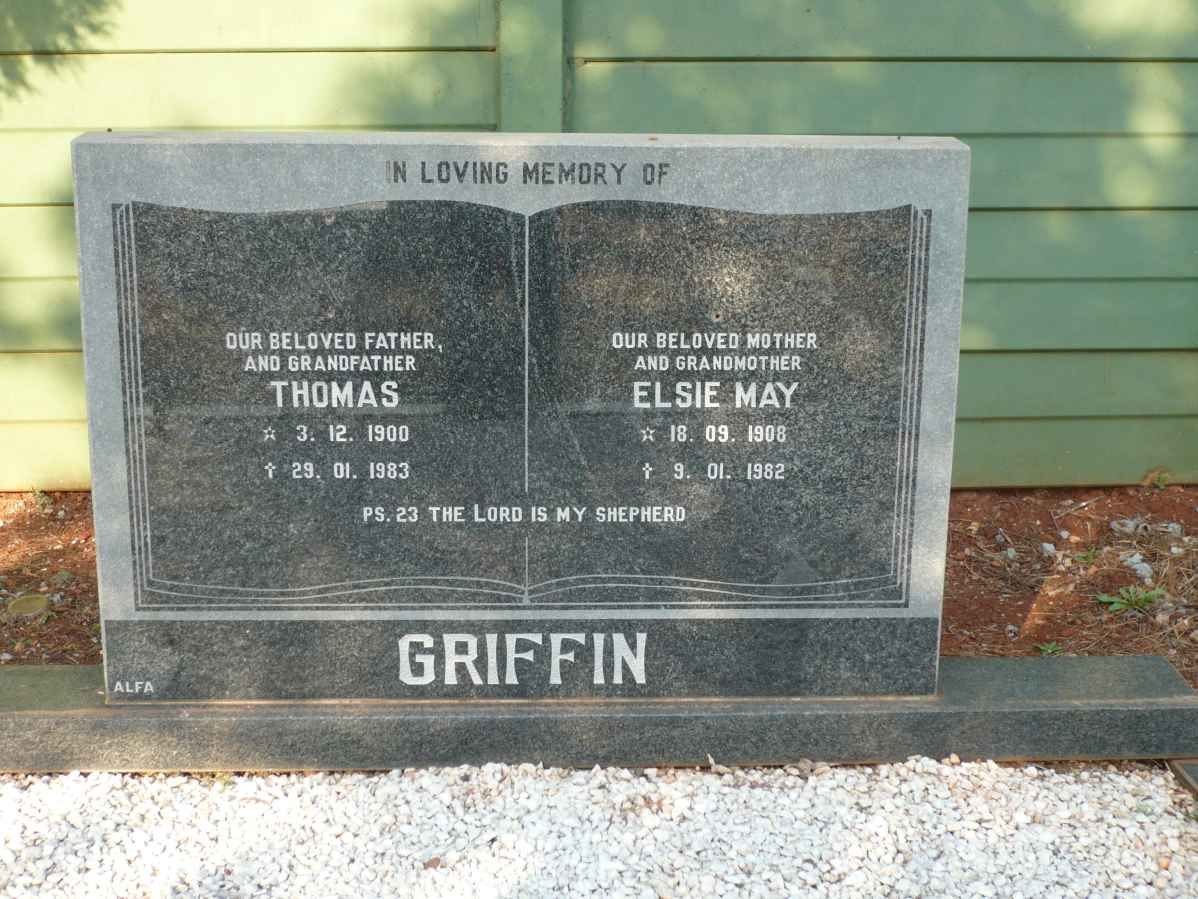 GRIFFIN Thomas 1900-1983 &amp; Elsie May 1908-1982