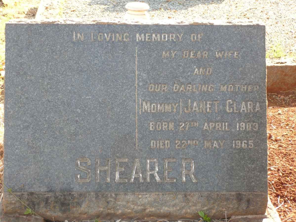 SHEARER Janet Clara 1903-1965