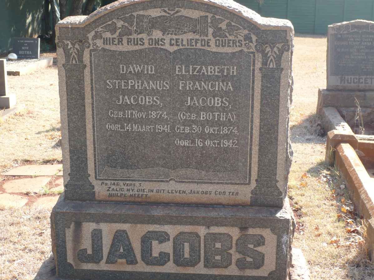 JACOBS Dawid Stephanus 1874-1941 &amp; Elizabeth Francina BOTHA 1874-1942