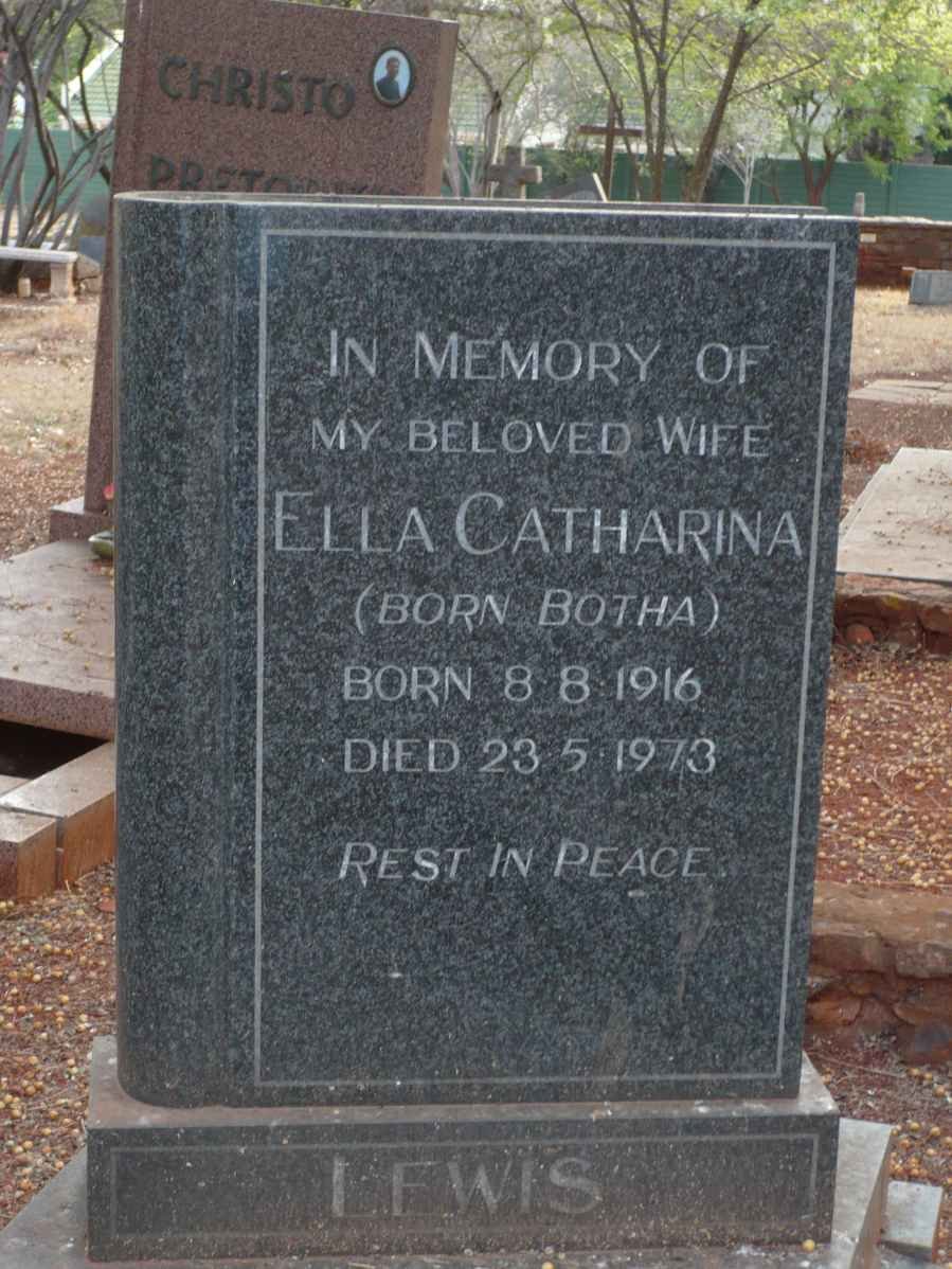 LEWIS Ella Catharina nee BOTHA 1916-1973