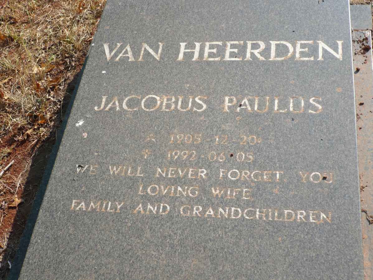 HEERDEN Jacobus Paulus, van 1905-1992