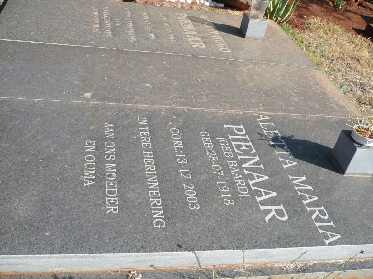 PIENAAR Martin Hugo 1913-2000 &amp; Aletta Maria BAARD 1918-2003