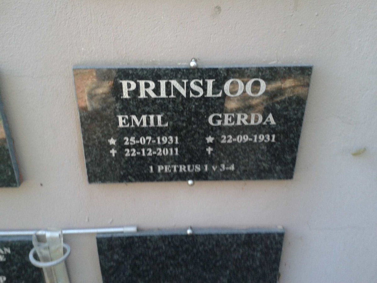 PRINSLOO Emil 1931-2011 &amp; Gerda 1931-