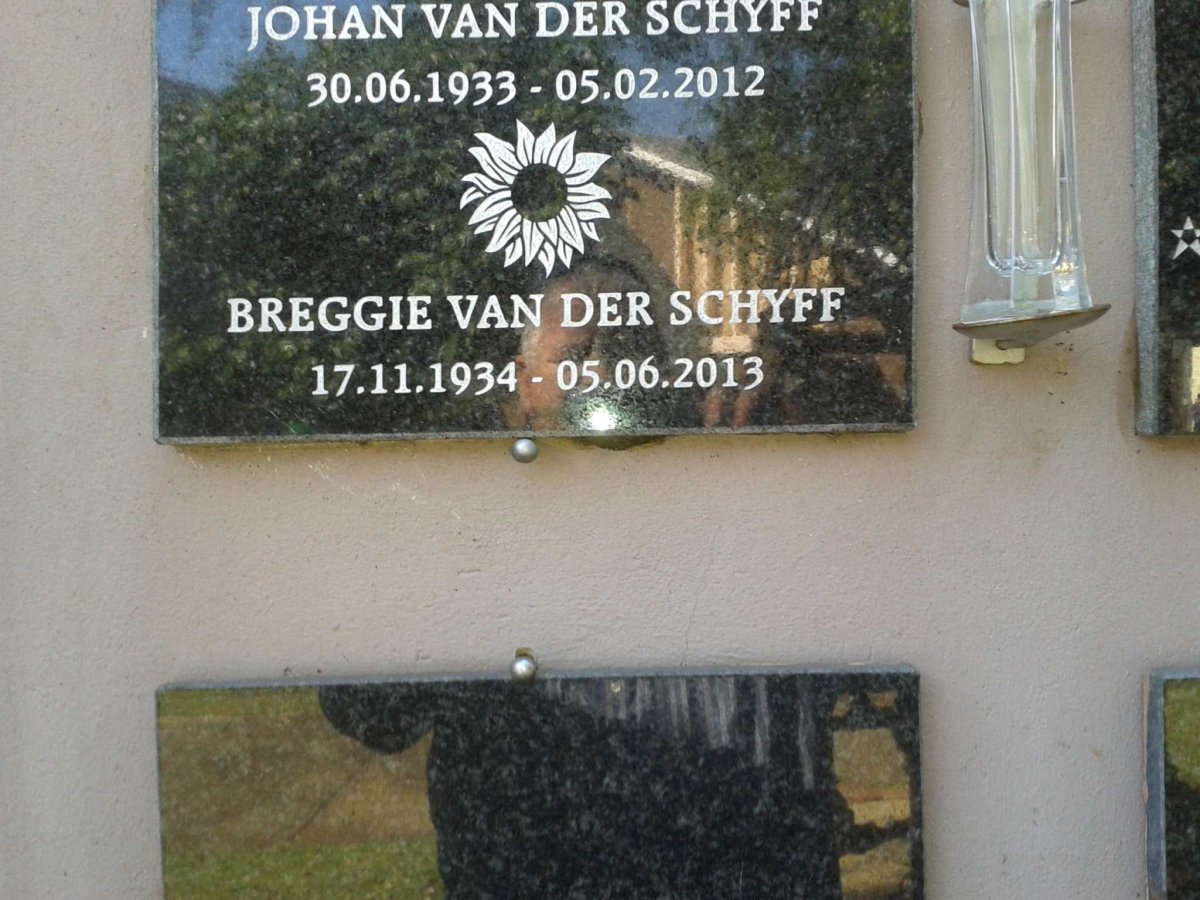 SCHYFF Johan, van der 1933-2012 &amp; Breggie 1934-2013