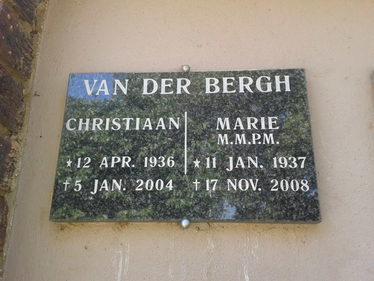BERGH Christiaan, van der 1936-2004 &amp; Marie M.M.P.M 1937-2008