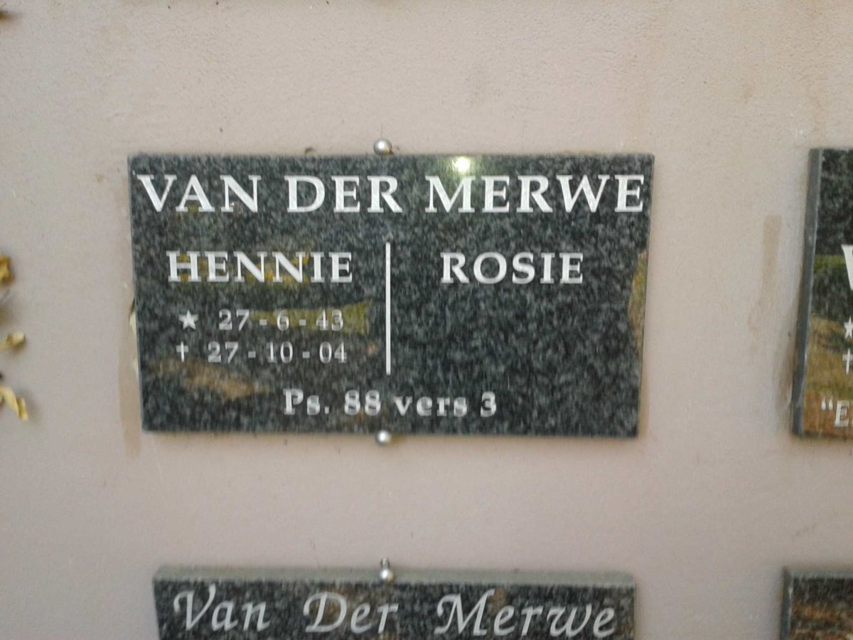 MERWE Hennie, van der 1943-2004 &amp; Rosie