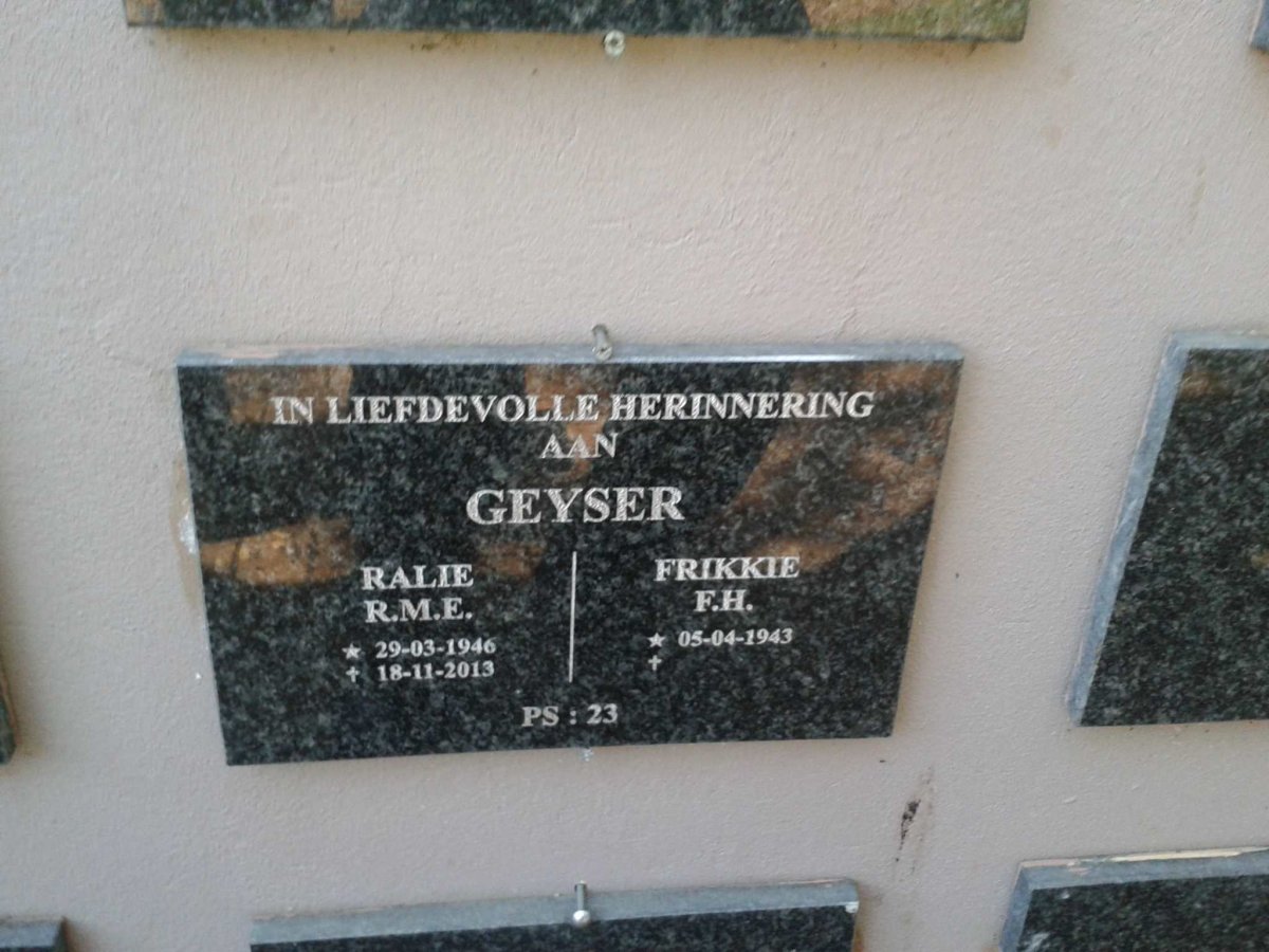 GEYSER F.H 1943- &amp; R.M.E. 1946-2013