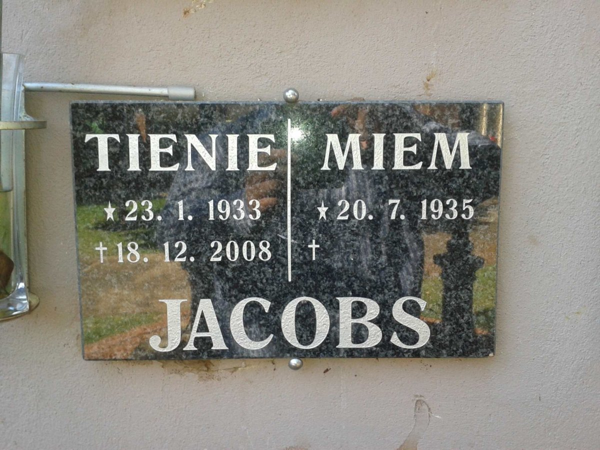 JACOBS Tienie 1933-2008 &amp; Miem 1935-