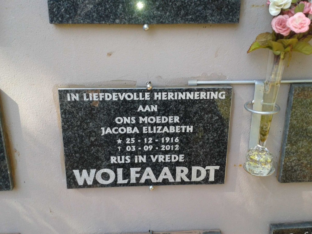 WOLFAARDT Jacoba Elizabeth 1916-2012