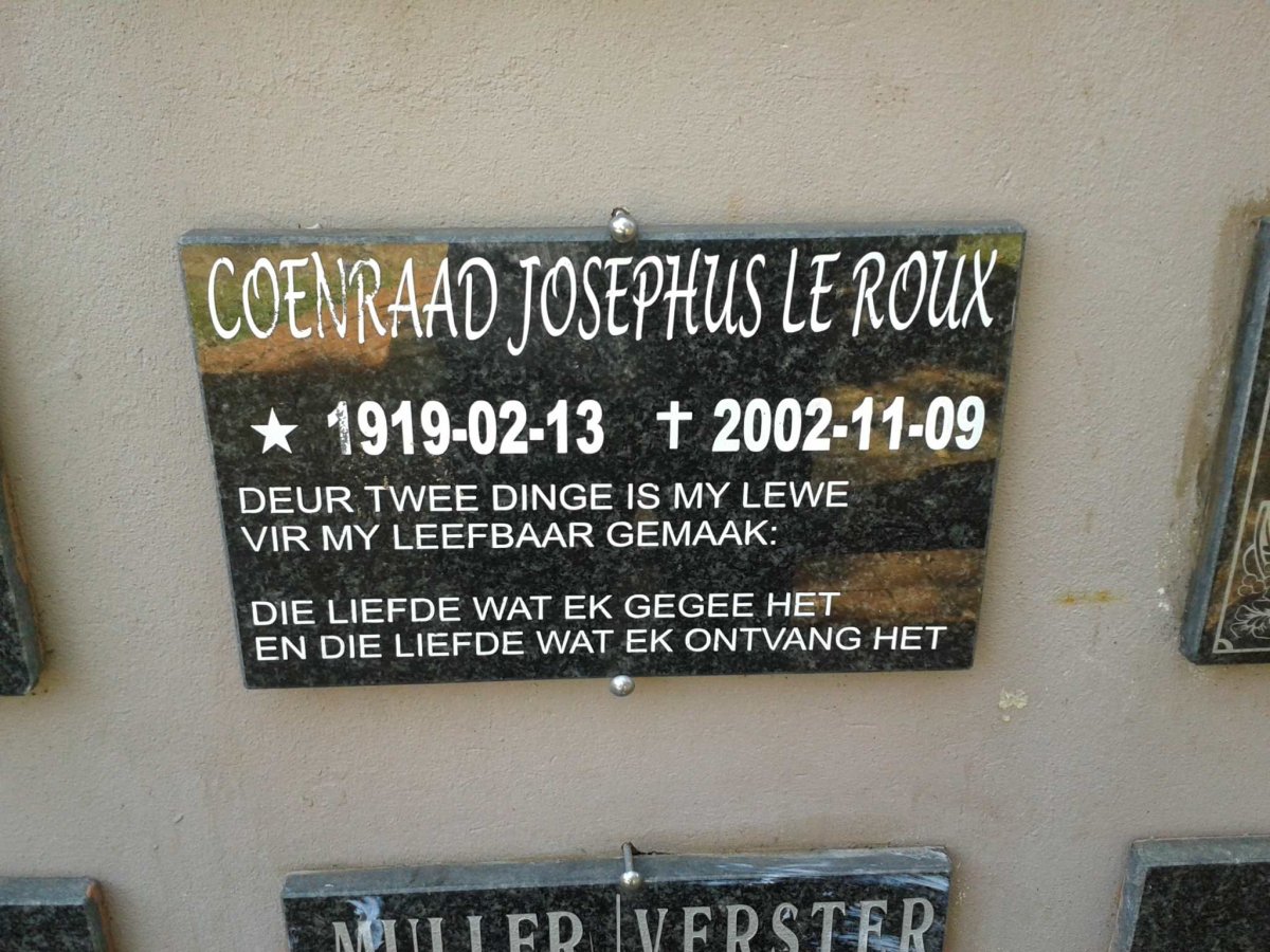 ROUX Coenraad Josephus, le 1919-2002