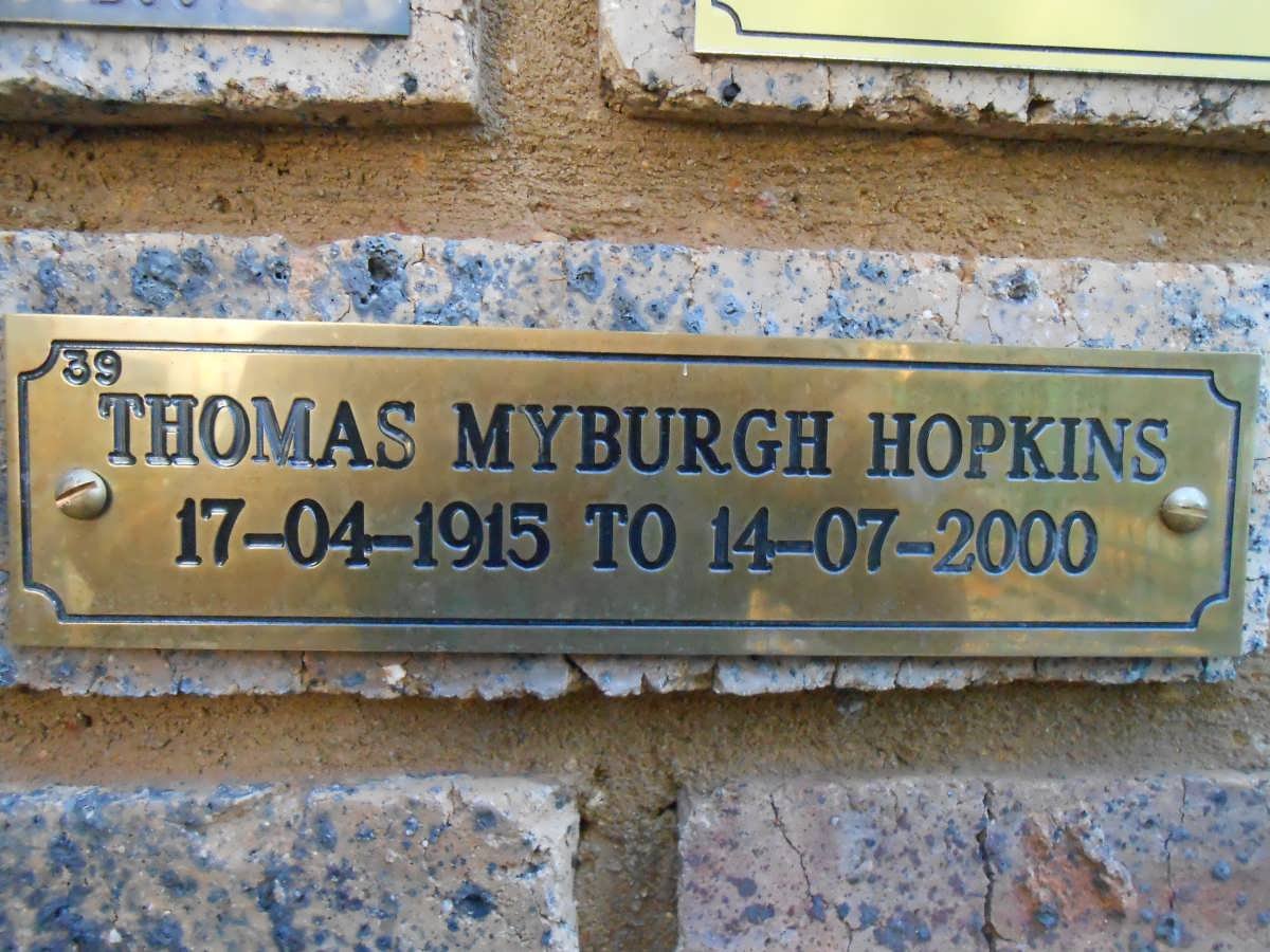 HOPKINS Thomas Myburgh 1915-2000