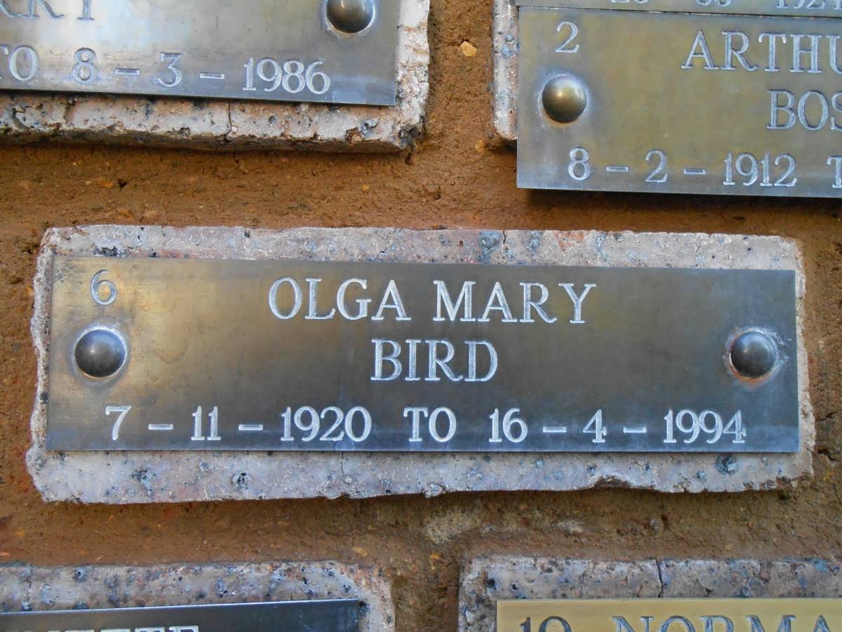BIRD Olga Mary 1920-1994
