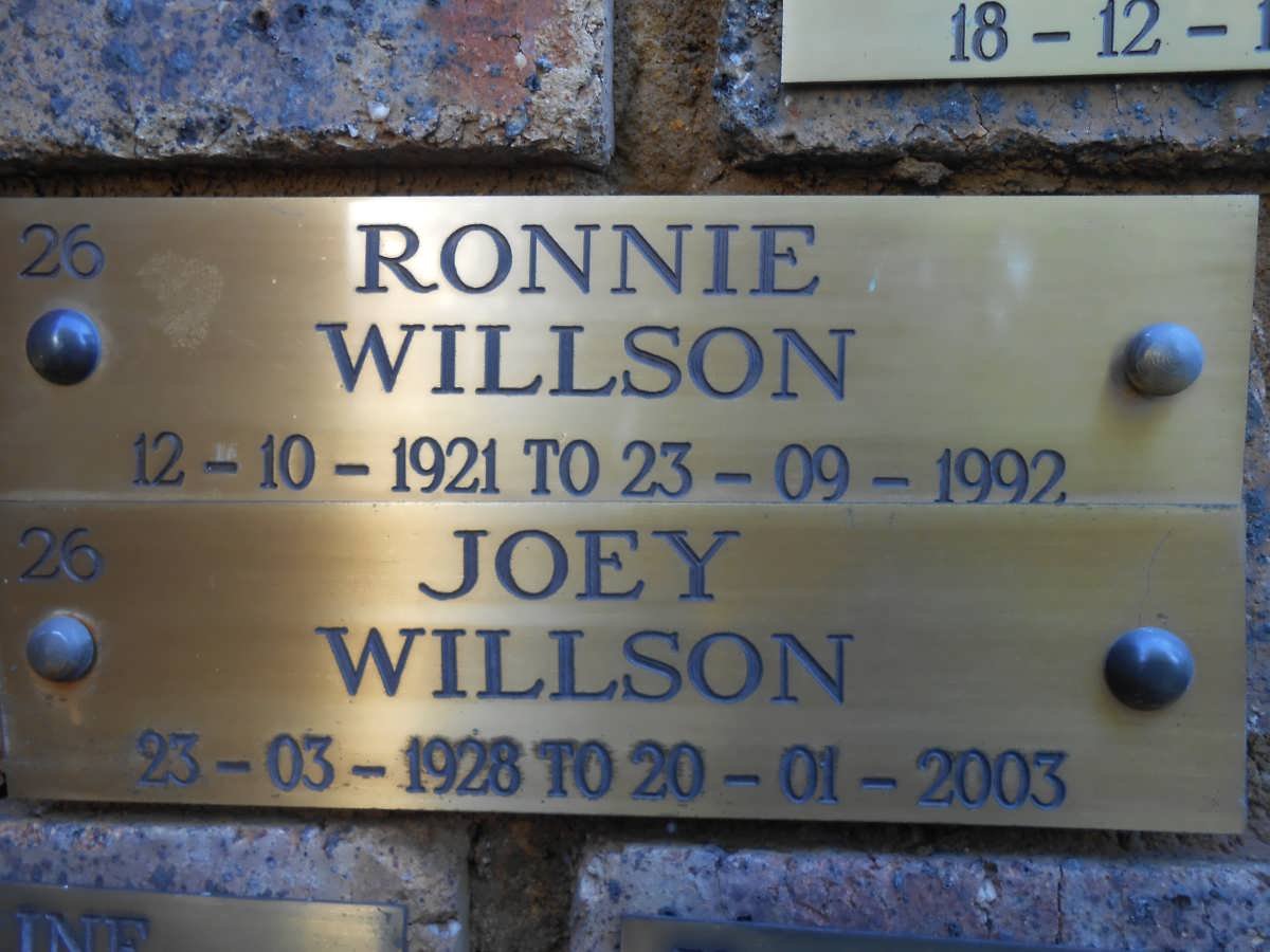 WILLSON Ronnie 1921-1992 :: WILLSON Joey 1928-2003