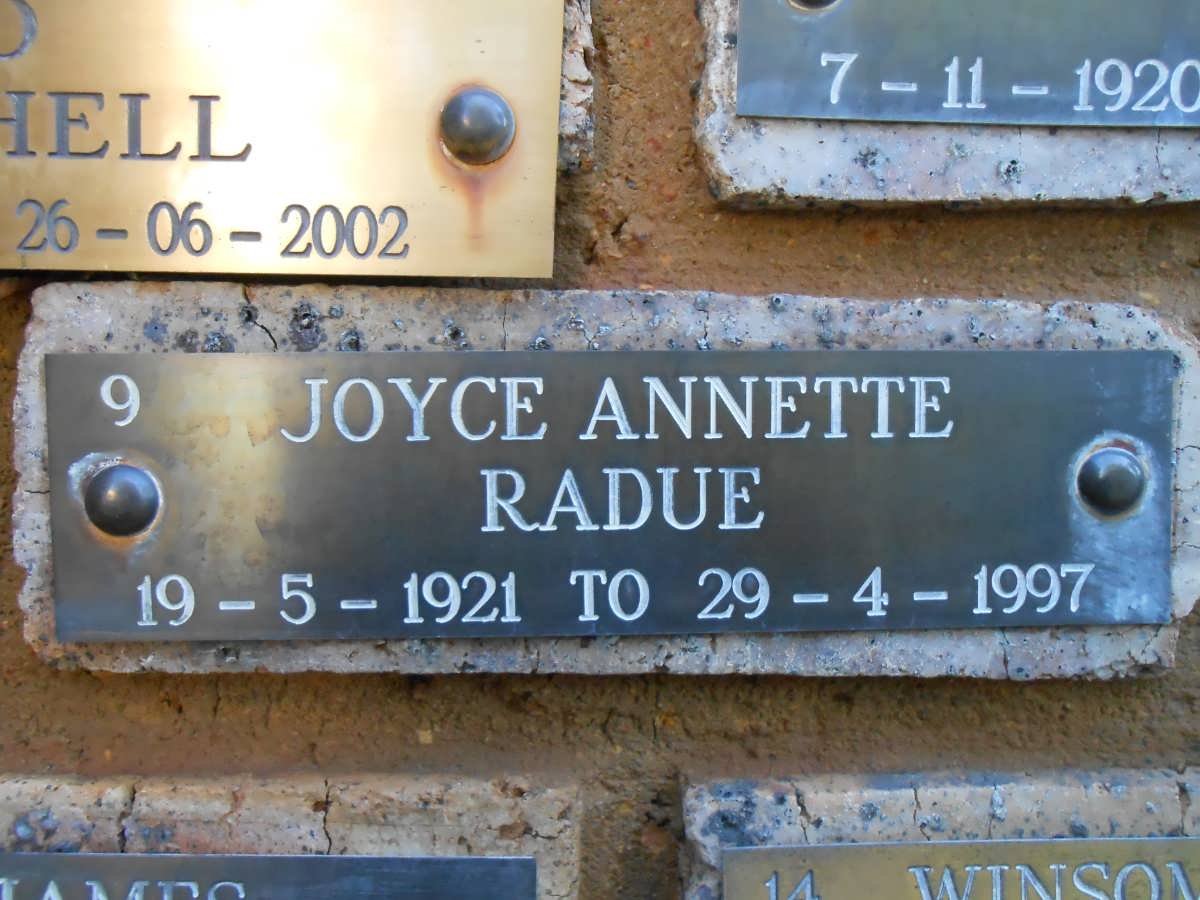 RADUE Joyce Annette 1921-1997
