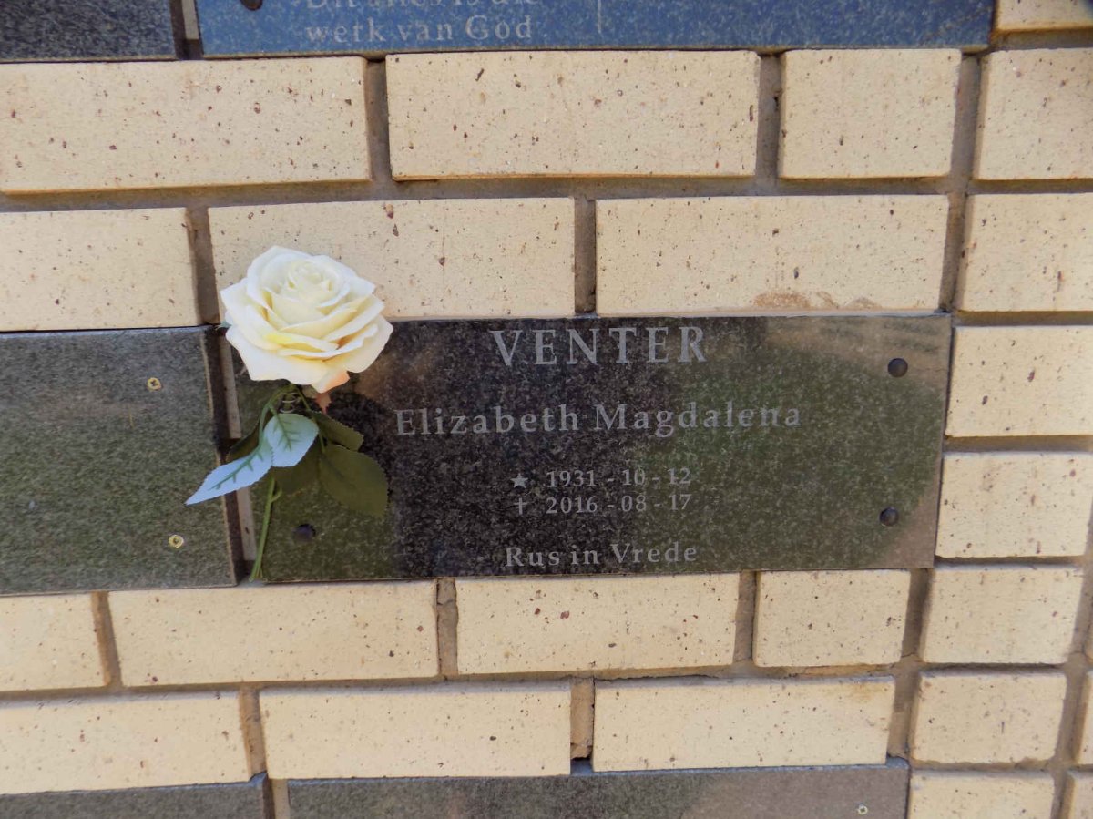 VENTER Elizabeth Magdalena 1931-2016
