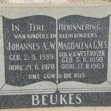 BEUKES Johannes A.W. 1889-1970 &amp; Magdalena G.M.S. V.D. WESTHUIZEN 1890-1969